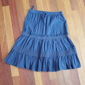 Banana Republic Navy Blue Ruffled A-Line Skirt Size 4